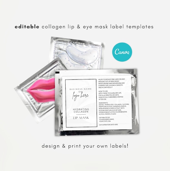 DIY Editable Collagen Lip And Eye Mask Product Label Template