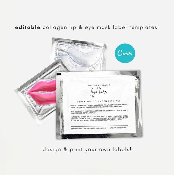 DIY Editable Collagen Lip And Eye Mask Product Label Template