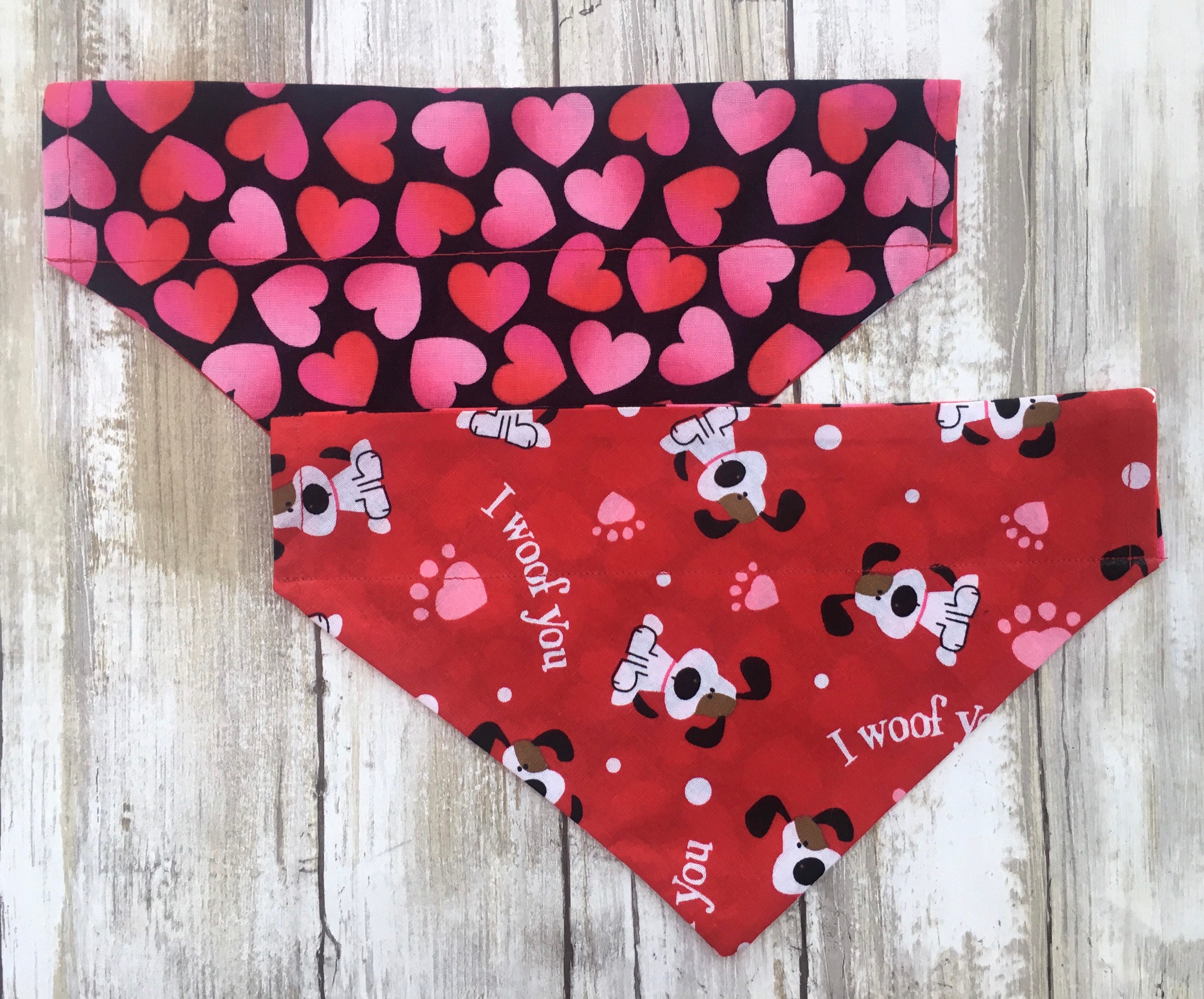 Valentines Day dog bandana/I Woof You/pet bandana/hearts dog Etsy