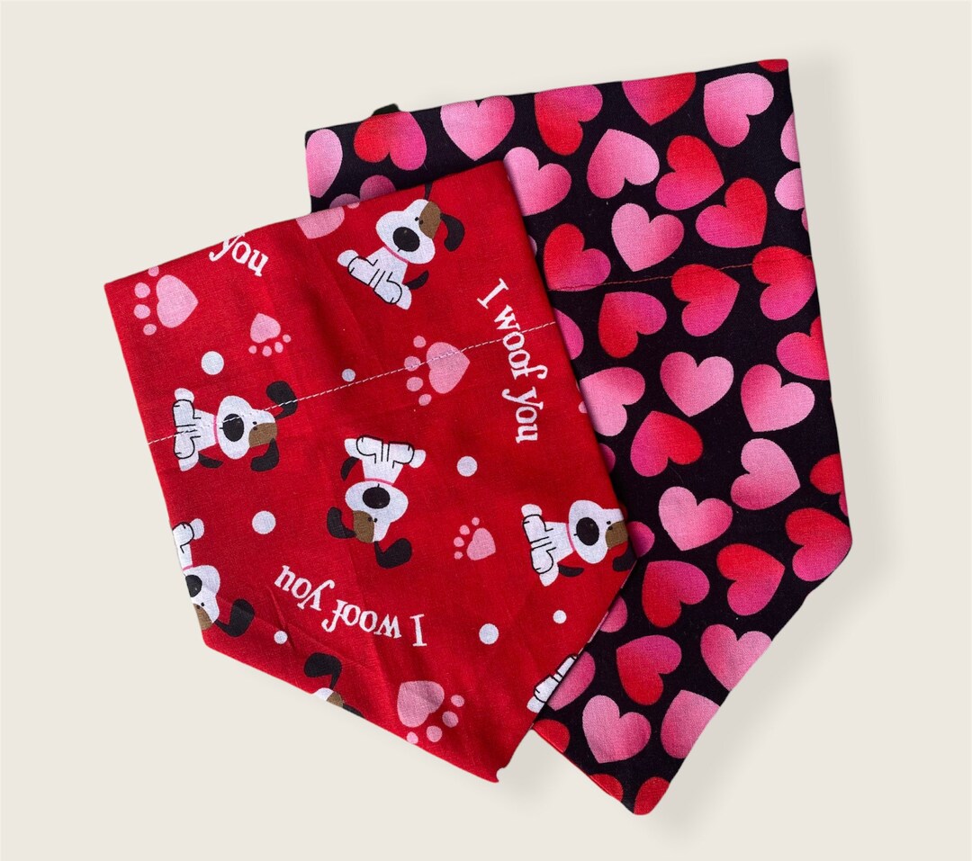 Valentines Day Dog Bandana/i Woof You/pet Bandana/hearts Dog Etsy