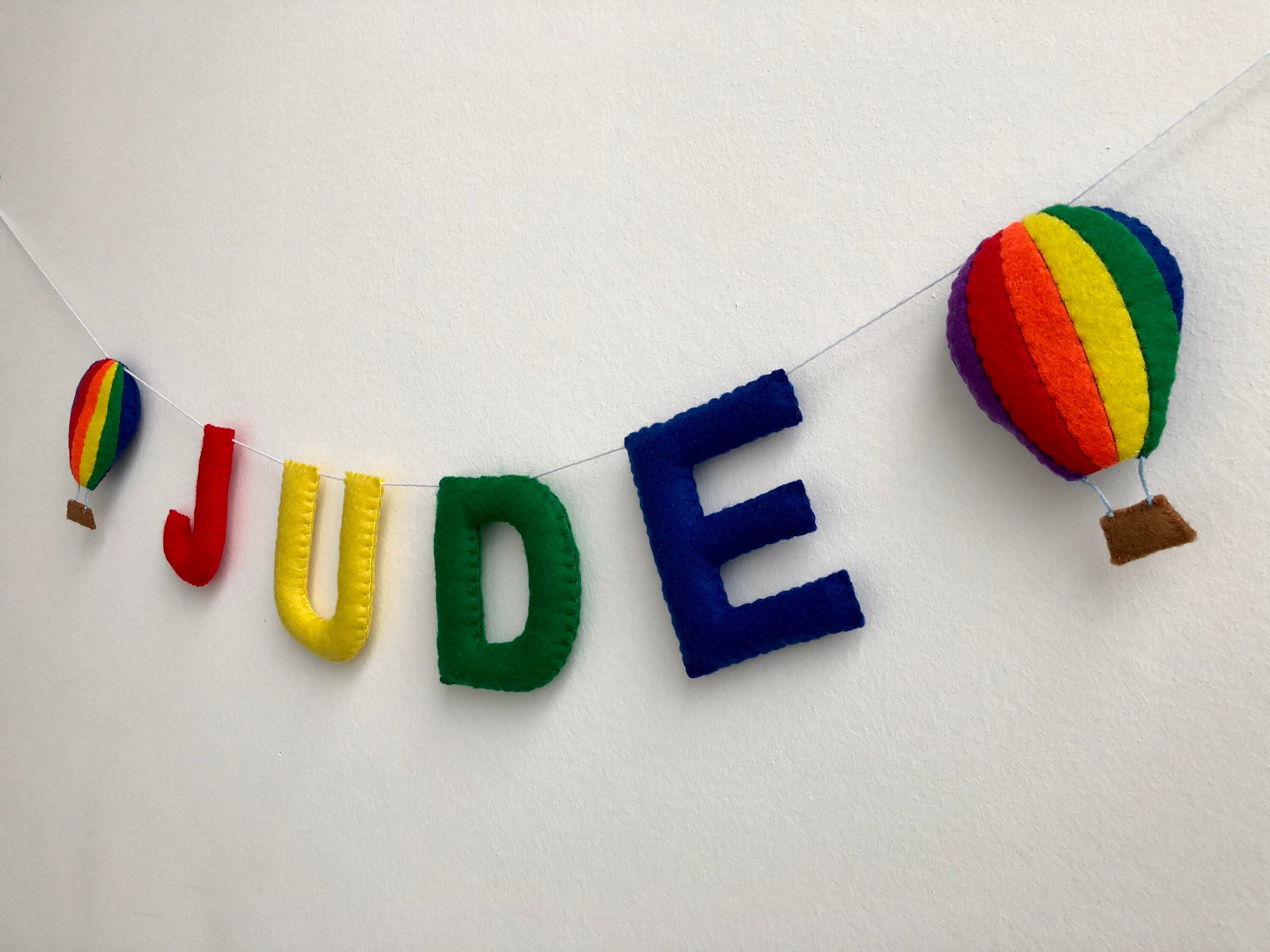 Personalised hot air balloon felt name garland nursery Etsy