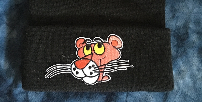 Pink Panther Black Beanie One Size Fits all Unisex