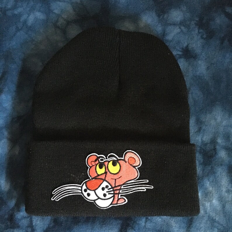 Pink Panther Black Beanie One Size Fits all Unisex
