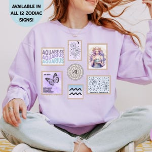 Aquarius Zodiac Sign Comfort Colors Crewneck - Vintage Astrology Sweatshirt