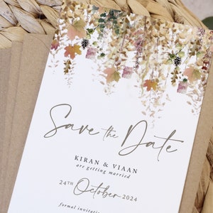 Skurrile Herbst A6 Save the Date Karten | Hochzeit Save the Dates | Rustikale Save the Date Karten | Herbsthochzeit | Herbsthochzeit