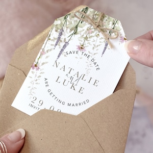 Flüstern Hochzeit Save the Date Karte | Save the Date Tags | Rustikales Briefpapier | Frühlingshochzeitseinladungen | Blumen-Save the Date