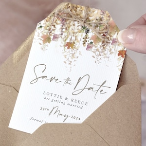 Herbst Hochzeit Save the Date Karten, Save the Date mit Magnet, Rustikale Hochzeit Save the Date, 'Whimsical Autumn '23' Kollektion