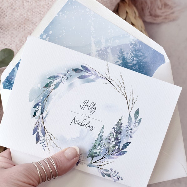 Winter Wedding Invitation Bundle | Winter Wedding Invites | Christmas Wedding Stationery | Woodland Wedding Invitations