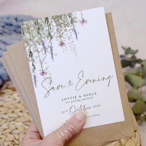Sussurro A6 Salve a data para a noite, Salve as datas para casamento, Cartões rústicos para salvar a data, Casamento boho, Vegetação, Verde sálvia, Rosa blush,