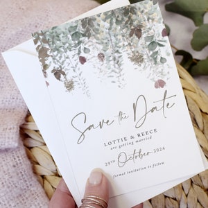 Herbstlaub A6 Save the Date Karten | Hochzeit Save the Dates | Rustikale Save the Date Karten | Herbsthochzeit