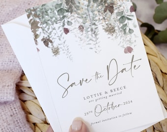 Autumn Foliage A6 Save the Date Cards | Wedding Save the Dates | Rustic Save the Date Cards | Autumn wedding