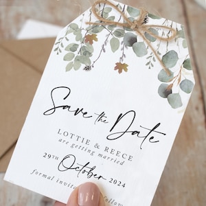"Hochzeits-Save the Date Karte, ""Herbst Save the Date"" Tags, Sage Grün Save the Date, Laub Save the Date 'Herbstweide'"