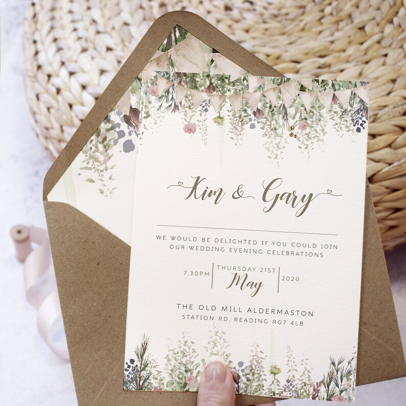 Barn Wedding Invitation Rustic Wedding Stationery Evening Etsy UK