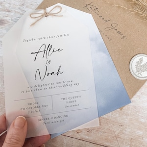Vellum wedding invitation, winter blue wedding invites &#39;Elegance&#39;  *NON-PERSONALISED SAMPLE*