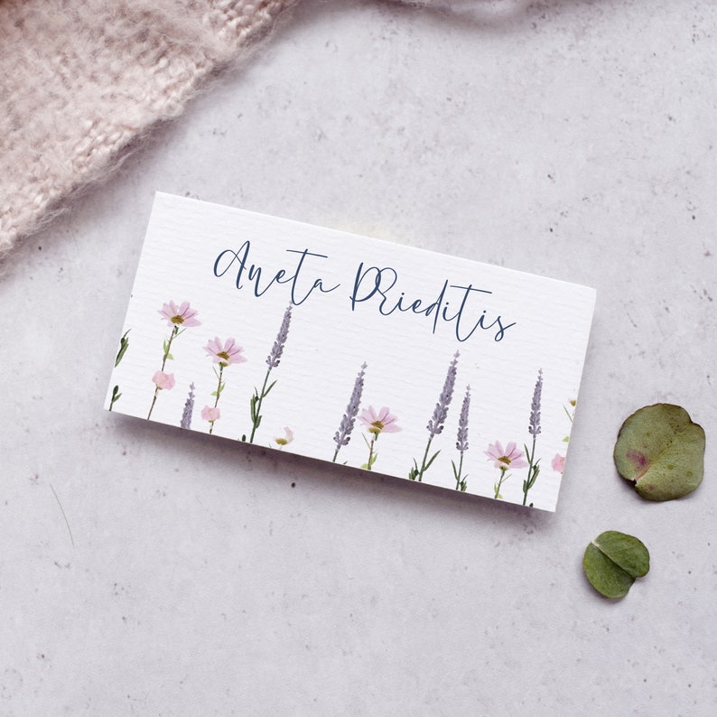 Wedding Name Card Wildflower place cards Folded Wedding Place Cards Whisper Wedding Place Card Rustic escort cards