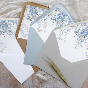 Wedding Invitation Envelope Liners. Envelope Liners, for C6, 5x7 and Square 14.8cm wedding envelopes. &#39;Whimsical Coast&#39; collection.