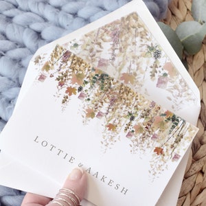 Autumn Wedding Invitations, Autumn wedding invite, rustic wedding stationery 'Whimsical Autumn' concertina fold SAMPLE