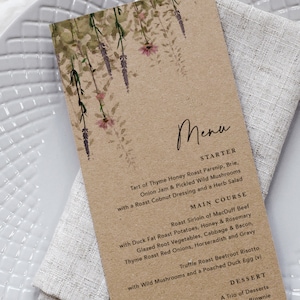Kraft Hochzeitsmenü, Hochzeitsmenükarten, Menüs für Hochzeit, Hochzeitsfrühstück, Getränkekarte, Hochzeitsessen, Personalisiertes Menü, Rustikales Menü