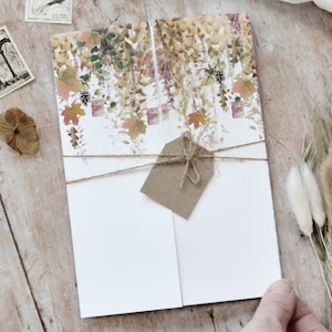 Faire-part de mariage automne gatefold, faire-part de mariage rustique, échantillon « Automne fantaisiste »