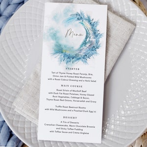 Destination Mariage Menu, Cartes De Menu De Mariage, Menus Pour Mariage, Menu De Petit Déjeuner De Mariage, Menu De Mariage Océan, Menu De Dîner De Voyage 'Ocean Road'