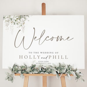 Greenery Wedding Welcome Sign, Foliage Wedding Signage, Personalised Welcome Sign, Minimalist Wedding, Eucalyptus Welcome Board 'Windsor'