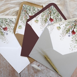 Wedding Invitation Envelope Liners. Envelope Liners, for C6, 5x7 and Square 14.8cm wedding envelopes. &#39;Whimsical Noel&#39; collection.