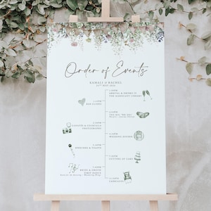 Wedding Order of the Day Sign, Wedding Order of Events, Wedding Signage, Wedding poster, Whimsical Barn, Order of the Day Board
