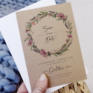 Flüstern Kraft A6 Save the Date Karten | Hochzeit Save the Dates | Rustikale Save the Date Karten | Frühlingshochzeit