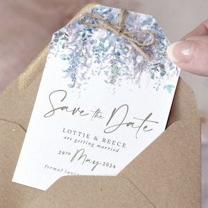 Winter Save the Date Karten, Save the Dates mit Magnet, Lila Hochzeit Save the Date, 'Whimsical Winter '23' Kollektion