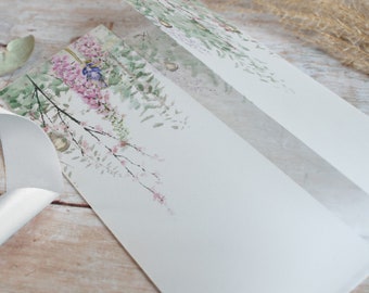 Vellum Jacket for 5x7 invitations, Invitation vellum wrap, envelope liner, DIY wedding invitation supplies 'Whimsical Spring' collection