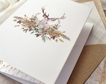 Autumn Wedding Invitation, Rustic Wedding Invites, Stags Head Wedding Invite, 'Highland Autumn' Collection. SAMPLE.