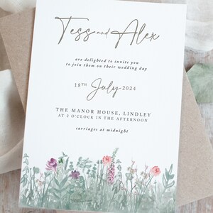 Rustic Wedding Invitations, Spring Wedding Invite, Foliage Wedding Invitation, 5x7 'Secret Garden' collection SAMPLE image 1