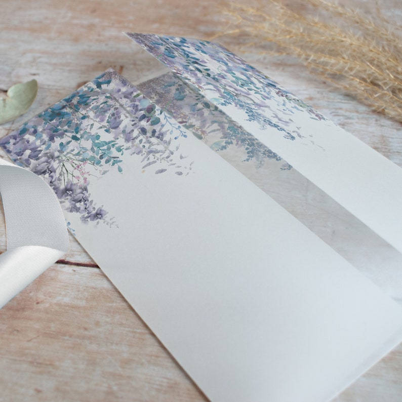 Vellum Jacket for 5x7 invitations, Invitation vellum wrap, envelope liner, DIY wedding invitation supplies 'Whimsical Winter' collection image 1