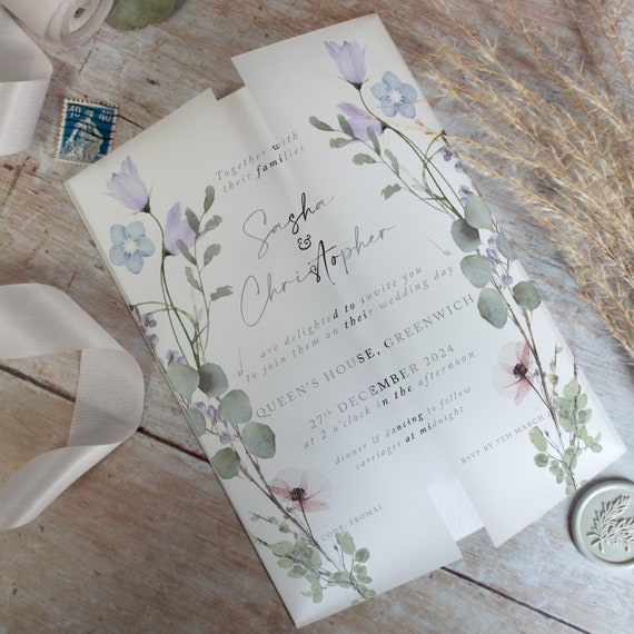 White Floral Vellum Wrap Jacket for DIY Wedding Invitation  Wedding  invitations diy, Wedding cards handmade, Diy wedding