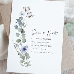 Einfache Hochzeit Save the Date Karten, Hochzeit Save the Dates, Rustikale Save the Date Karten, Kollektion 'Winter Floral'