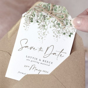 Greenery Save the Date Karten, Laub Save the Date mit Magnet, Save the Date, Botanische Save the Date Karte, 'Windsor '23' Kollektion