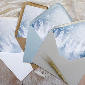 Wedding Invitation Envelope Liners. Printed Envelope Liners, for C6, 5x7 and Square 14.8cm wedding envelopes. &#39;Winter&#39; collection.