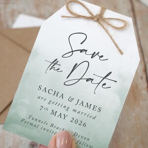 Salbeigrüne Hochzeit Save the Date Karte, Save the Date Tags, Hochzeit Briefpapier, grün Save the Date, 'Elegance'