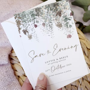 Folhagem de Outono A6 Cartões Save the Evening | Cartões Save the Dates para Casamento | Cartões Rústicos Save the Date | Casamento de Outono