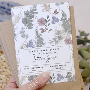 Herbst Blumen A6 Save the Date Karten | Hochzeit Save the Dates | Rustikale Save the Date Karten | Herbsthochzeit