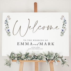 Modern Wedding Welcome Sign, Wedding Welcome Board, Winter Weddng Welcome Sign, Wedding Signage, &#39;Winter Elegance&#39;&#39; Sign