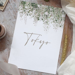 Cartes de visite pour table de mariage, numéros de table de réception, imprimés. Collection « Fantastique Windsor »
