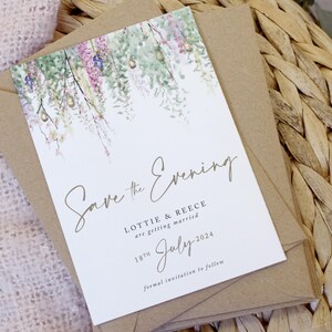 Wunderliche Frühlings-Save the Abend Cards, Boho Hochzeit Save the Date, Rustikale Save the Date Karten, Sage Green Save the date, Blush Pink