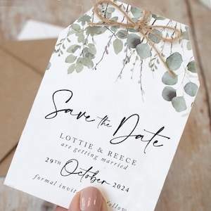 Hochzeit Save the Date Karte, Save the Date Tags, Sage Green Save the Date, Laub Save the Date 'Weide'