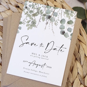 Hochzeit Save the Date Karten, Grüne Hochzeit Save the date. Kollektion 'Willow'.