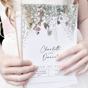 8PG Autumn Wedding Order of Service, Order of the Day, Wedding Program, Rustic Wedding Order of Service, DIY wedding, &#39;Autumn Foliage&#39;