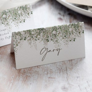 Foliage Wedding Place Cards, Folded Name Cards, Personalised Wedding name place setting, Escort cards, Place name card 'Whimsical Windsor'