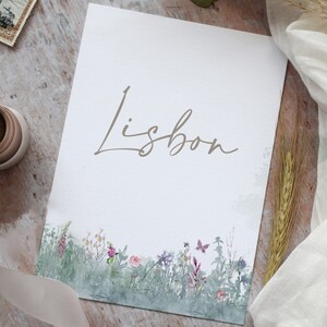 Cartes de visite pour table de mariage, numéros de table de réception, imprimés. Collection « Jardin secret »