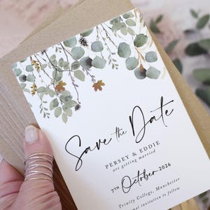 Hochzeit Save the Date Karten, Rustikale Save the Date Karten 'Autumn Willow' Kollektion.