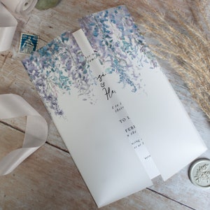 Vellum Jacket for 5x7 invitations, Invitation vellum wrap, envelope liner, DIY wedding invitation supplies 'Whimsical Winter' collection image 3